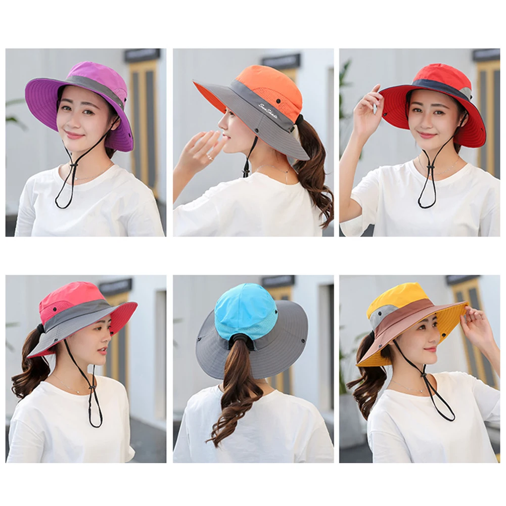 SANWOOD Women Summer UV Protection Wide Brim Sun Cap Outdoor Beach Climbing Boonie Hat
