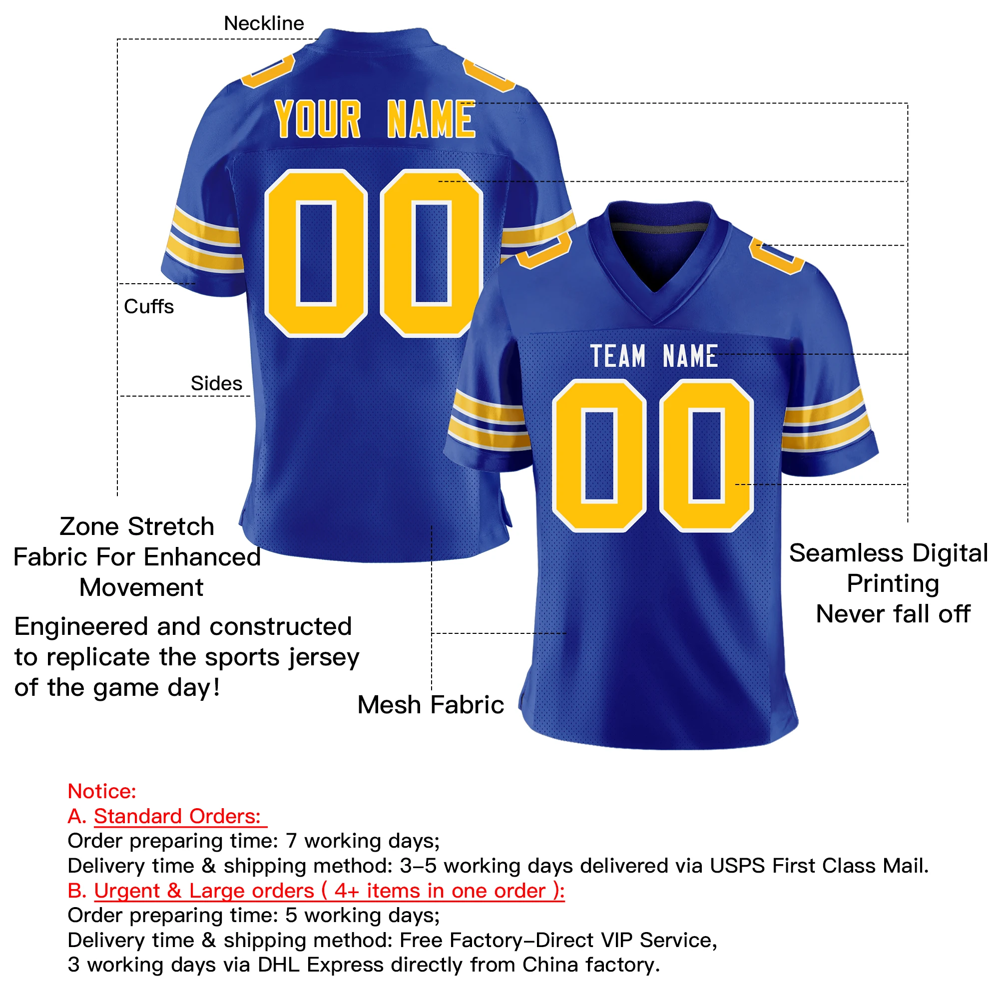 Custom American Football Jerseys Personalized Mesh T Shirts Sublimated Printed Your Team Name Number Rugby Team Jersey Men/Youth