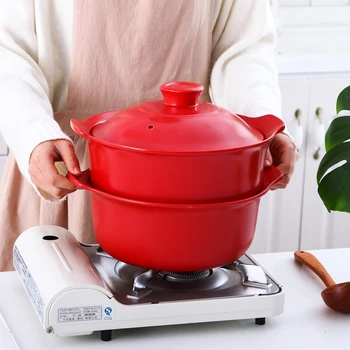 

Double layer Japanese ceramic steamer pot casserole large size steam stew pan household soup rice earthenware cooking stewpot