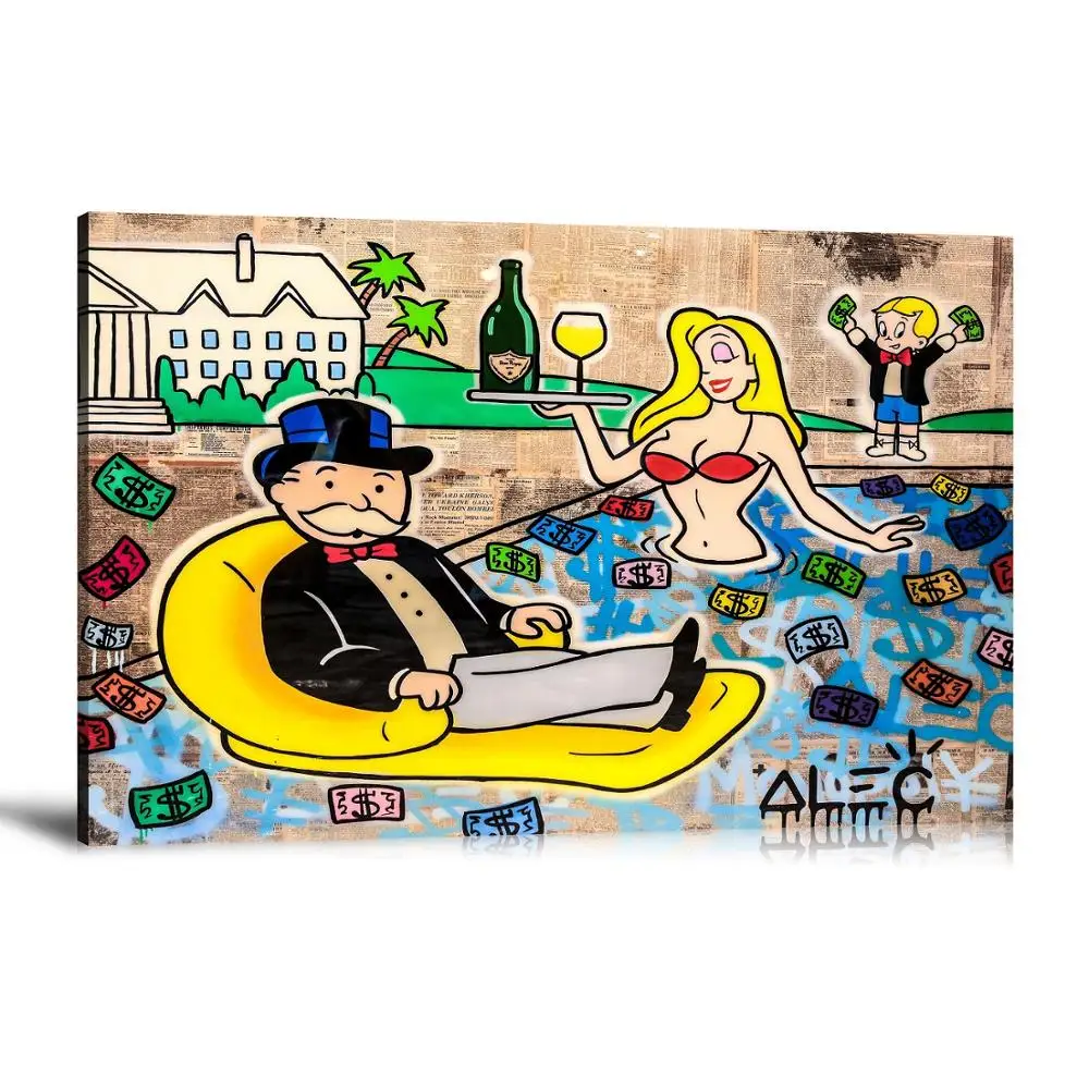 

HD Print Alec Monopoly Oil Painting Home Decor Wall Art on Canvas Vacation Canvas Printings Canvas Painting