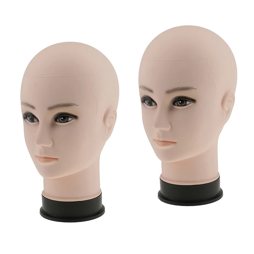 2x Plastic Male Hair Mannequin Display Head Model For Toupee Masks Headphone Hat