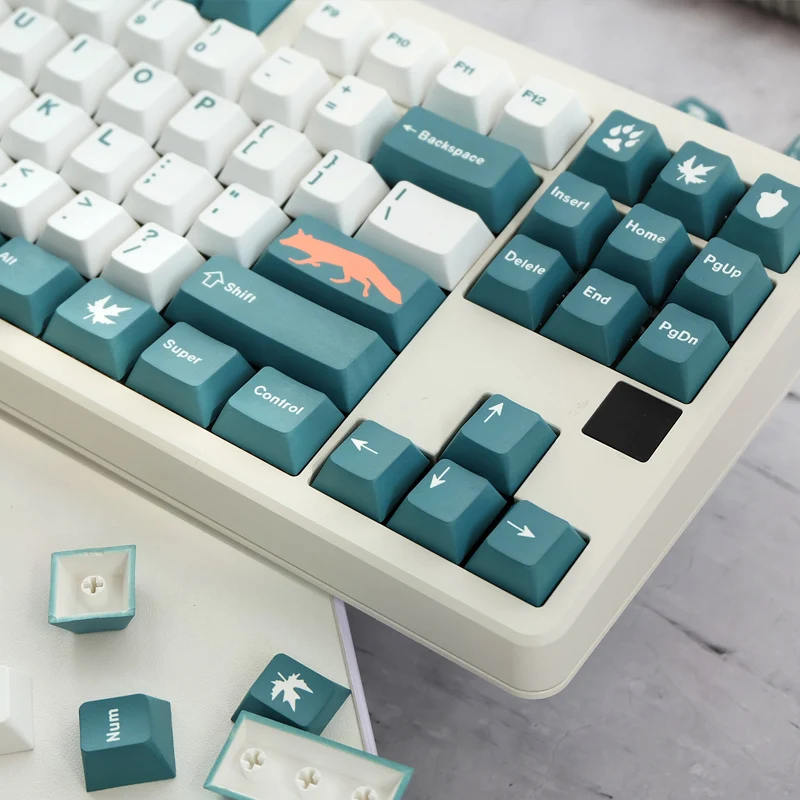 Gmk Fox Keycaps Grupo Pbt Dye Sublimation Cherry Profile Keycap 1.75u 2u Shift 145 Chaves - Imagem 4