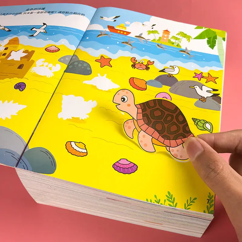 Children's concentration sticker book 0-6 years old baby cartoon puzzle fun enlightenment brain stickers early teaching