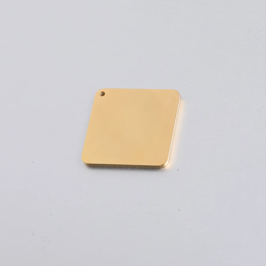 gold color Fnixtar штамповка пустой квадратный Шарм зеркальные бирки полированная нержавеющая сталь DIY гравированные Подвески 2 мм толщина 30 мм 20 шт./лот - Окраска металла: gold color