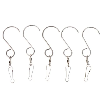 

5Pcs Spinning Swivel S-Hooks For LED Solar Color Changing Wind Chimes S Shaped Wall Hangers Multi-Purposes Rotatable Hook
