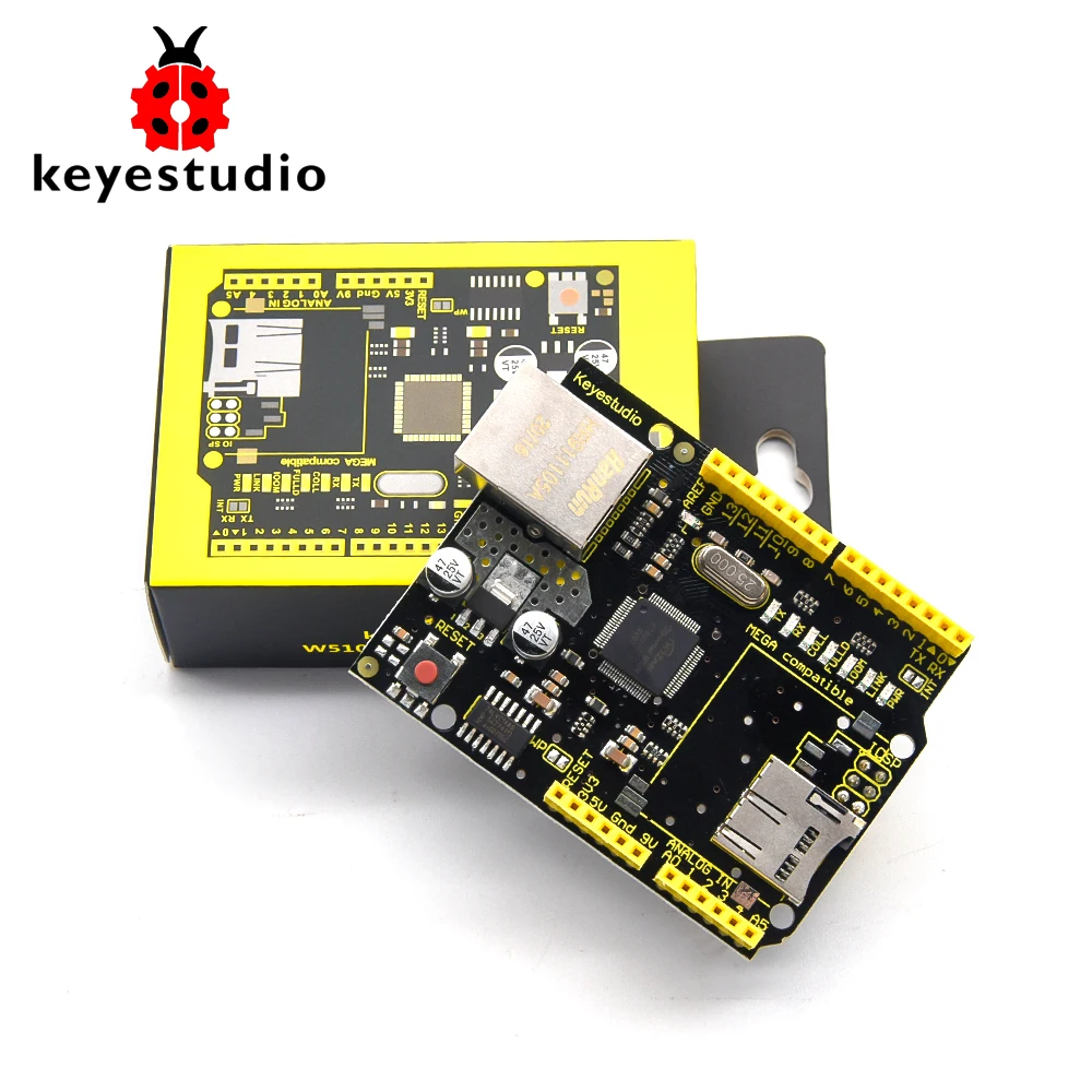 Keyestudio W5100 Ethernet Shield Board Con Slot Per Schede Sd Chip Originale Compatibile Con Arduino Unor3 /Mega 2560R3/Due/1280