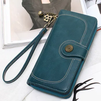

Fashion Wallet Women Clutch PU Leather Wallets Women Zipper Long Wallets Female Purse Wristlet Red Money Bag Coin Card Holder