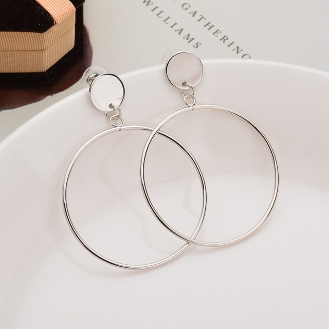 Big Round Hoop Earrings for Women Simple Trendy Gold Silver Color Brincos Accessories Party Jewelry Girlfriend Gift