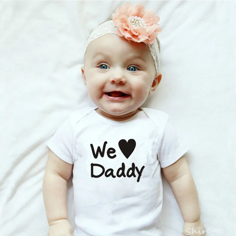 We Love Daddy Детский комбинезон спортивный костюм комбинезон с короткими рукавами одежда для малышей летний хлопковый комбинезон для новорожденных мальчиков и девочек