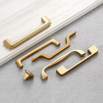 KKFING American Solid Aluminum Alloy Gold Cabinet Handles Drawer Knobs Kitchen Cupboard Wardrobe Door Pulls Furniture Hardware