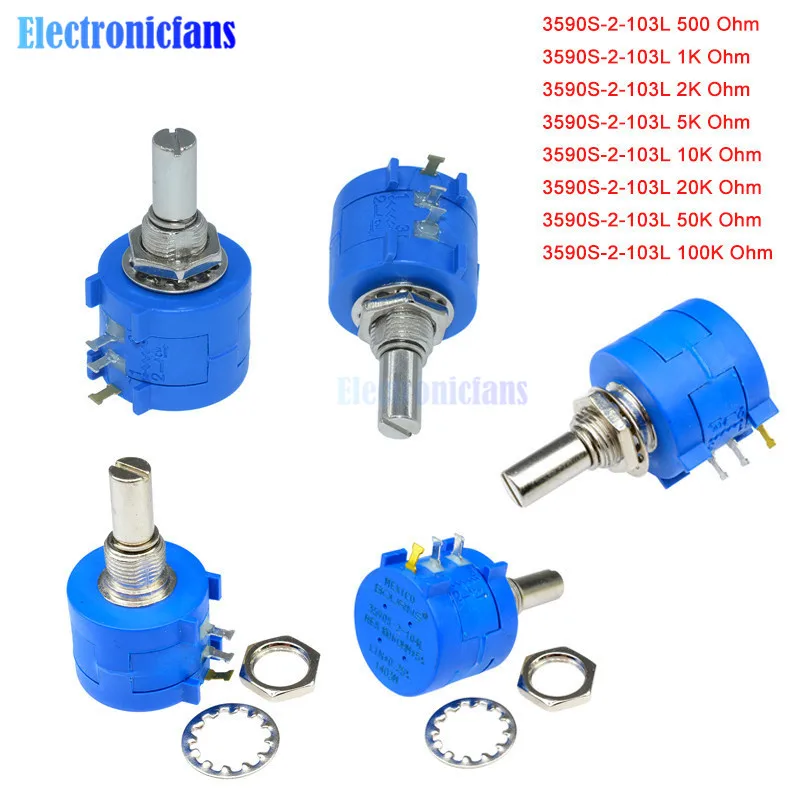 Diymore 3590S серия потенциометра 500 1K 2K 5K 10K 20K 50K 100K Ом 2 103L 101 102 103 104 202 203 501 502