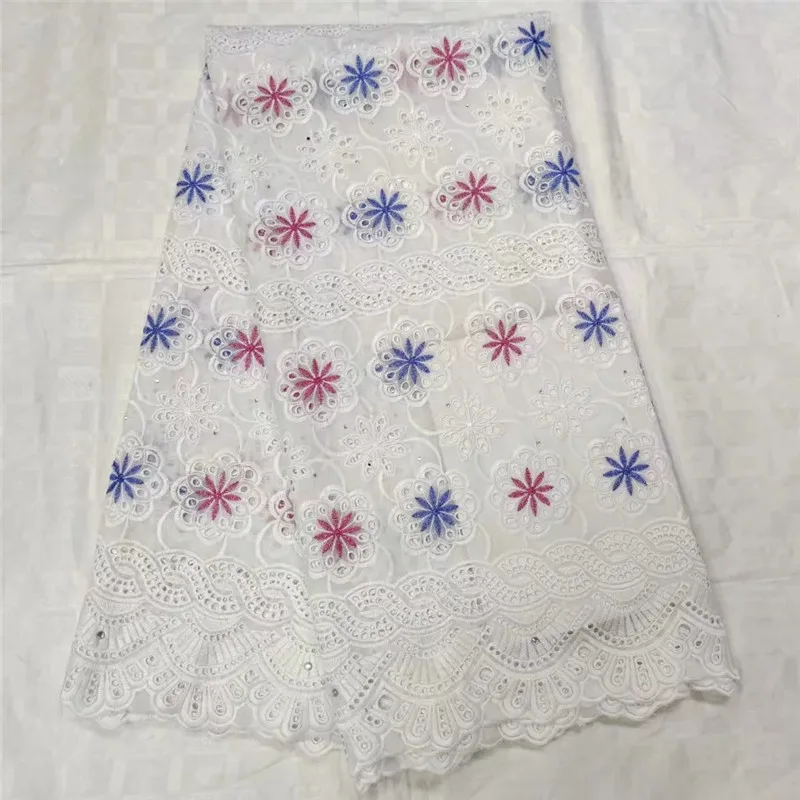 

High grade dubai 100% cotton Swiss voile Dry lace fabric purple with embroidery plus chiffon blouse lace for party LX080210