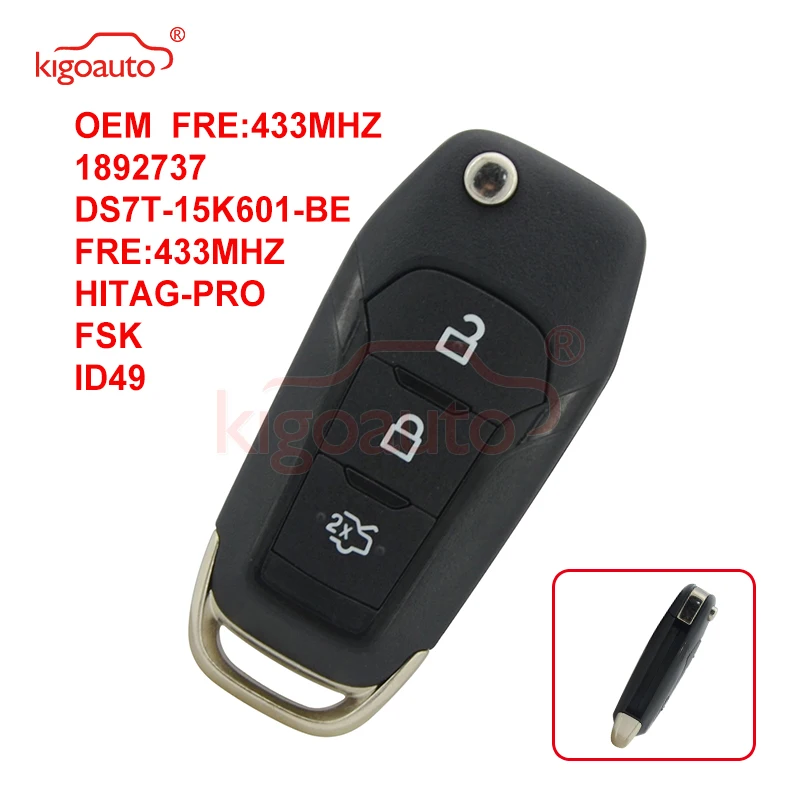 Kigoauto for Ford Mondeo key 1892737 DS7T-15K601-BE OEM original Flip remote 3 button 433Mhz 2015 car | Автомобили и мотоциклы