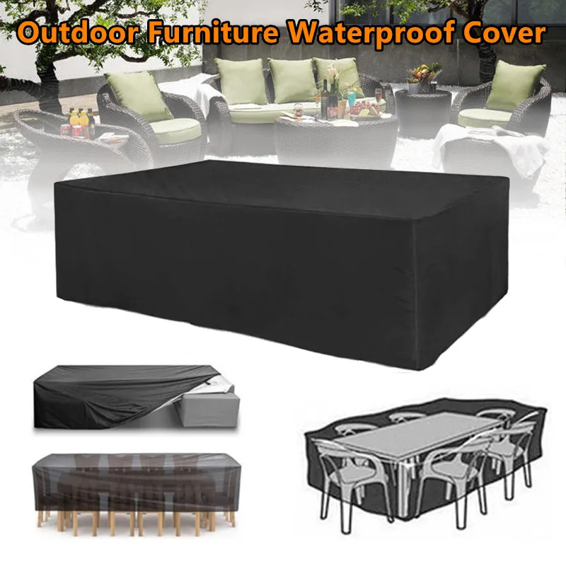

210D Oxford Cloth Furniture Waterproof Dust Black Cover For Outdoor Garden Table Chair Sofa Dust Proof Patio Protective Cover