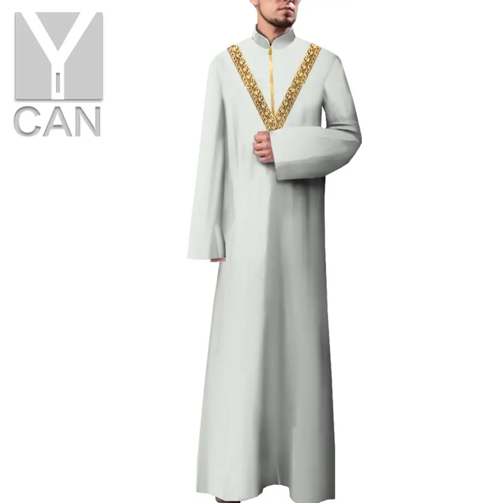 

Y-CAN Mens Jubba Thobe Muslim Fashion Long Sleeve Robe Saudi Arab Thobe Jubba Modal Men's Robe Y201022