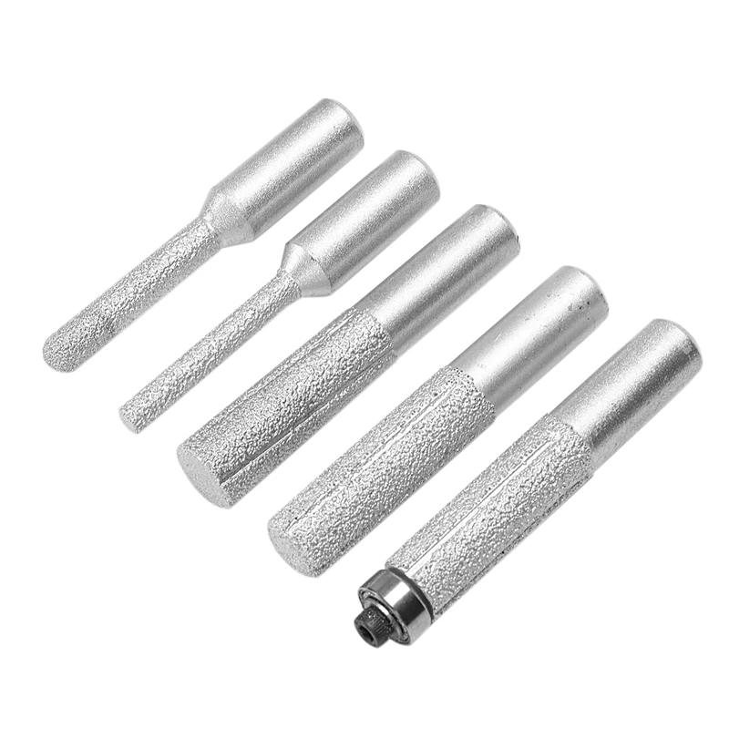 1/2 Inch Diamond Emery Straight Bit Vacuum Brazed Profile Router Bit Flush Trim Bit Cnc Milling Cutter For Stone Engraving Machi
