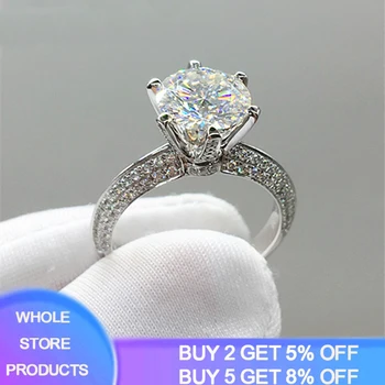 

Whole All in 925 Sterling Silver Ring with Round 2.0ct Zircon Gemstone Fine Jewelry Ring for Women Wedding Party Gift wholesale