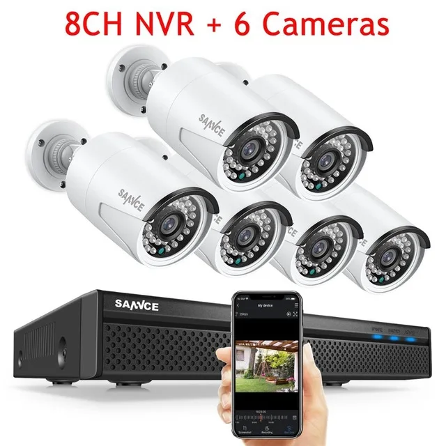 SANNCE 8CH POE 5MP NVR комплект CCTV система безопасности 2MP ИК наружная Водонепроницаемая ip-камера с микрофоном аудио запись комплект видеонаблюдения - Цвет: 6pcs cameras