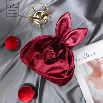 

Lazy cosmetic bag rabbit ears large capacity portable drawstring cosmetic storage bag travel toiletry bag makeup pouch wash bags