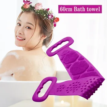 

Shower Silicone Towel Rubbing Back Mud Rubbing Peeling Medical Massage Brush Magic Brush Telescipic Silica Gel Bathroom Supplies
