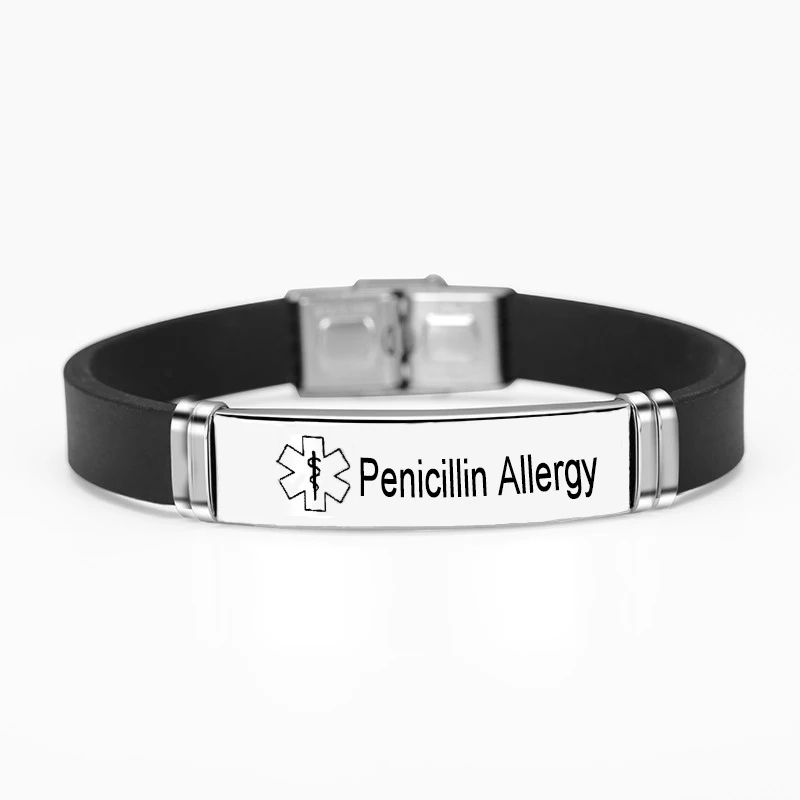 Medical Alert Penicillin Allergy Stainless Steel Charm Bracelet Sport