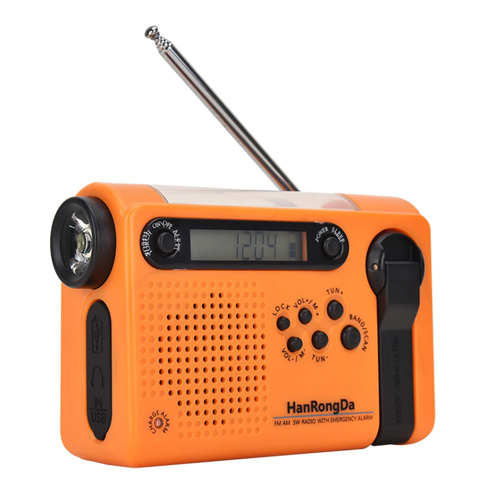 Olycism Radio Solar Dynamo Batteria 2000mAh Radio a Manovella solare di Emergenza e Power Bank USB Radio Portatile Torcia a LED e Luce Lettura Allarme SOS Impermeabile per Escursioni Campeggio Giallo