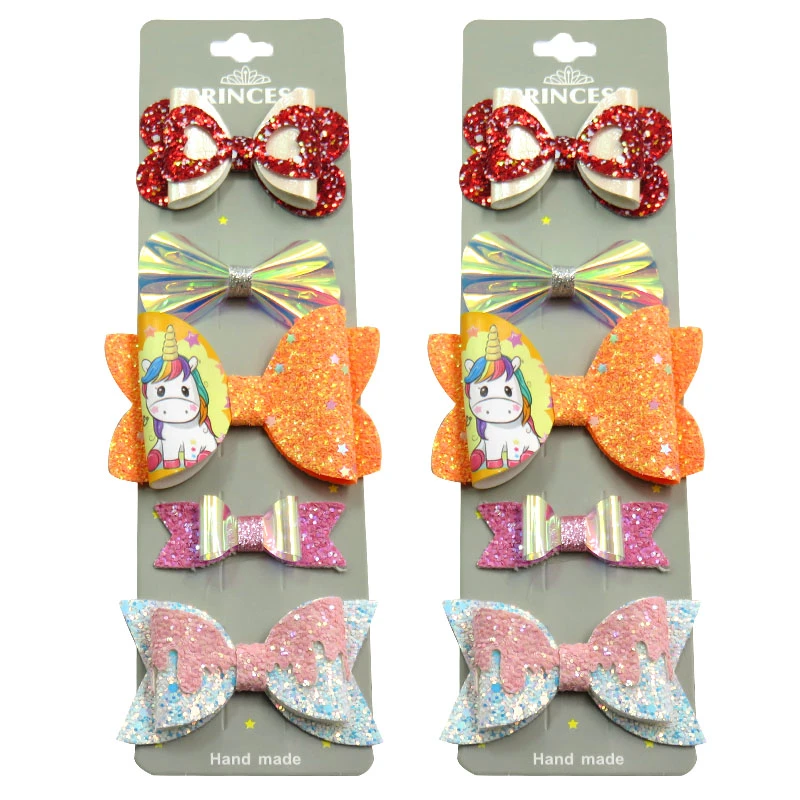 10ピース セットかわいいオレンジユニコーン女の赤ちゃんクリップ革の弓の子ネクタイノット創造手作りためのヘアピンヘアアクセサリー子供 Aliexpress Apparel Accessories