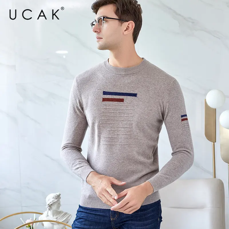 UCAK Brand Merino Wool Sweater Men Clothes 2019 New Arrival Autumn Winter Cashmere Pullover Men O-Neck Pull Homme Sweaters U3031 UCAK Brand Merino Wool Sweater Men Clothes 2019 New Arrival Autumn Winter Cashmere Pullover Men O-Neck Pull Homme Sweaters U3031