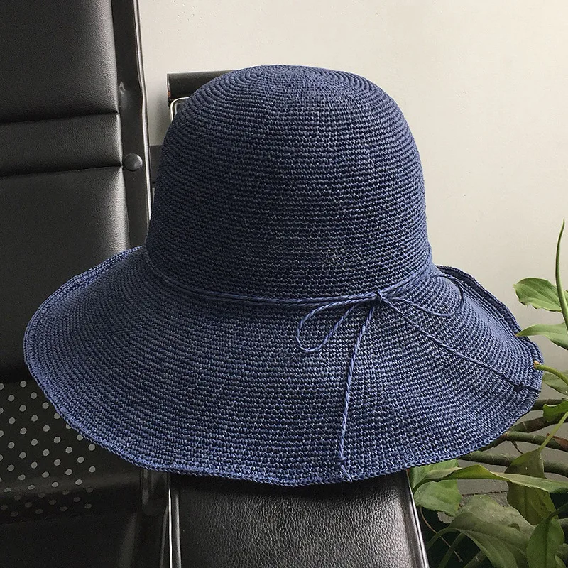 StyleI Raffia Sun Женская Летняя шляпка корейский праздник ЗОНТИК КЕПКА Женская однотонная Защита от солнца с солнцезащитным козырьком Повседневная купольная шляпы-котелки H7377 - Цвет: StyleI