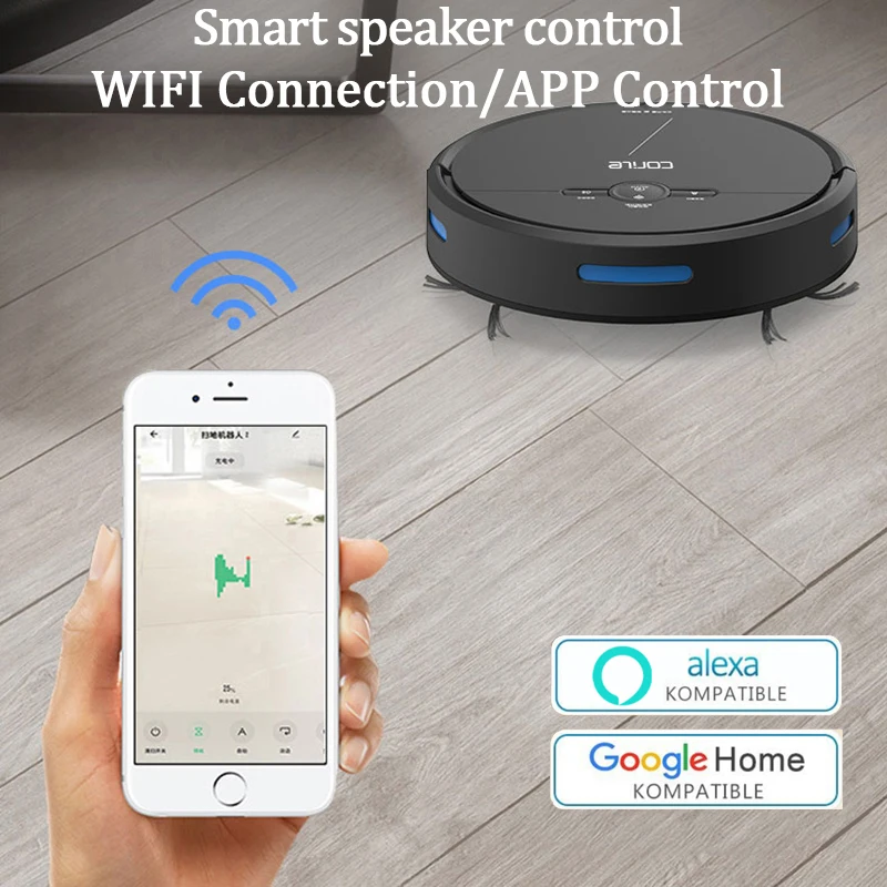 US $166.88 Robot Vacuum Cleaner Automatic Recharge With Water Tank Wet Mop Time Scheduled AutoCharge Wifi Voice APP Remote Control Cleaner