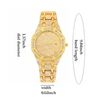 2024 Iced Out Watch Bracelet for Mens Watch Cuban Chain Iced Out Watch Hip Hop Watches Rhinestone Gold Watch Clock relogio 2