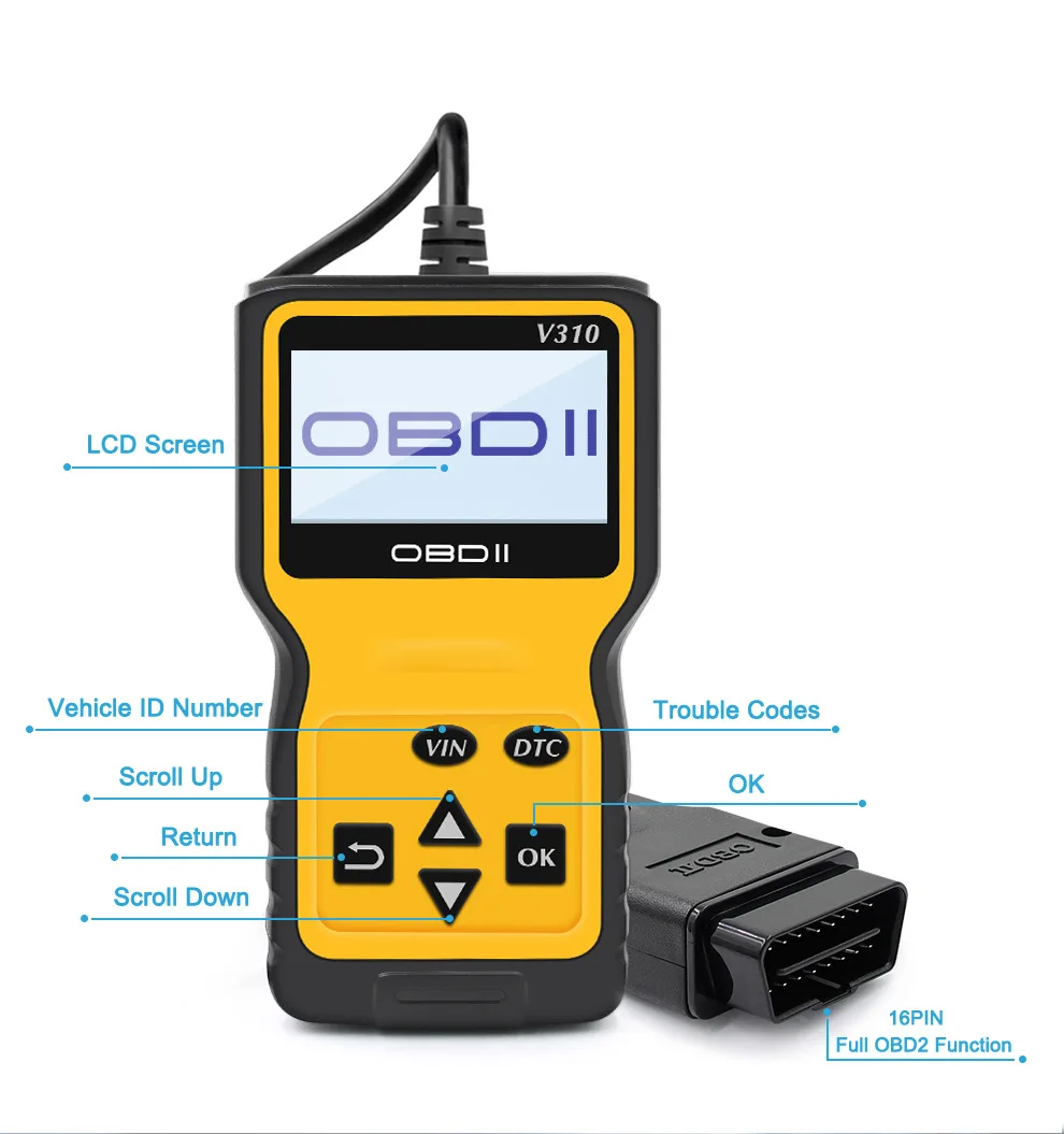 V310 считыватель кодов Сканер OBDII проверка неисправности двигателя OBD2 автомобильный диагностический инструмент код сканер V310 OBD2 сканер