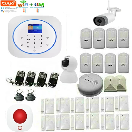 

SmartYIBA Tuya APP Home Apartment Security WIFI GSM SMS Alarm System Remote Control RFID Arm Disarm Wireless 433Mhz Sensor