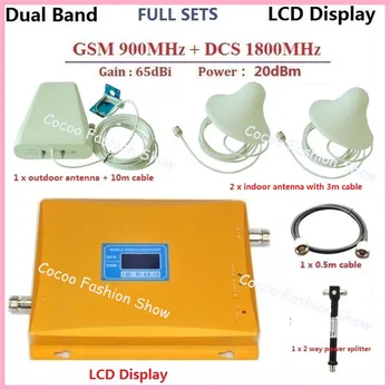 

ZQTMAX 2G 4G Mobile Signal Amplifier GSM Repeater DCS 1800 LTE Cellular Data with Log periodic antenna and dual Ceiling antenna