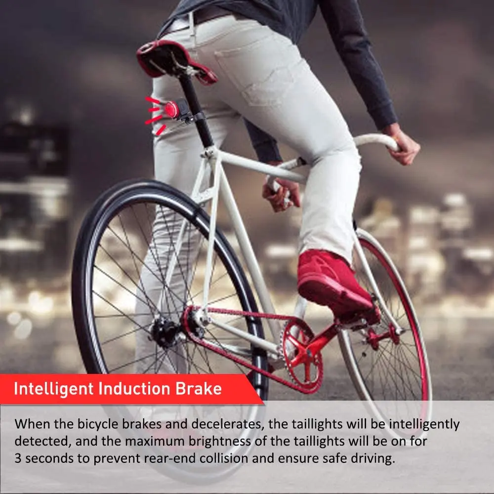 Awapow Anti Theft Bicycle Tail Light Alarm USB Rechargeable Super Bright Bike Light IP65 Waterproof LED Taillight Bicycle Lamp