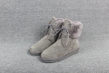 

Brand IVG2019 new ladies winter warm snow boots leather warm front lace ankle boots Martin boots Plus size US3~13