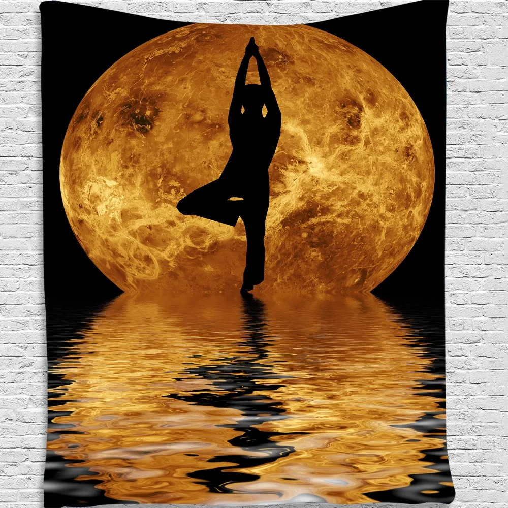 GT8129-3 Shocking Earth Design Wall Hanging Tapestry Nebula Moon Elk Mandala Yoga Beach Towel Blanket Children Room Decoration Bedding