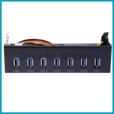 Через dhl или ems 10 шт 7 портов USB3.0 Hub 5Gbs 5 25 &quotCD-ROM привод Bay Передняя панель для