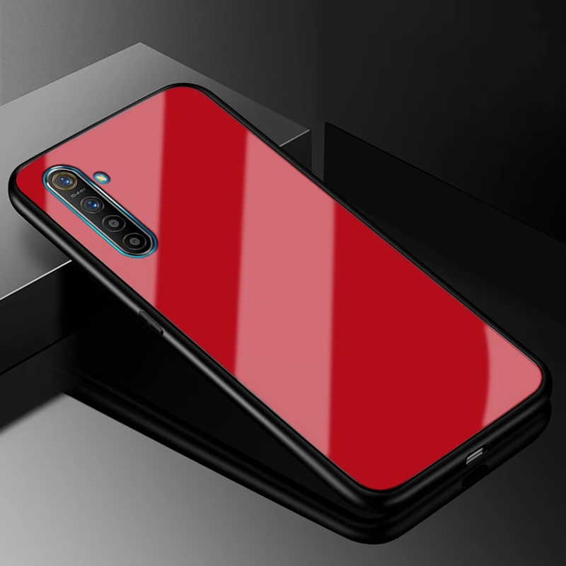 For OPPO Realme X2 Case RealmeX2 PC Plastic Glass Phone Case Black TPU Bumper Cover for OPPO Realme X2 X 2 Realme XT Cover Cases - Цвет: 07
