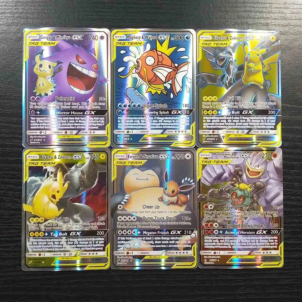 タカラトミーポケモンカード100 Gxフラッシュカードタグチームコレクションバトルシャイニングカードデッキボードゲーム子供のおもちゃのギフト Game Collection Cards Aliexpress
