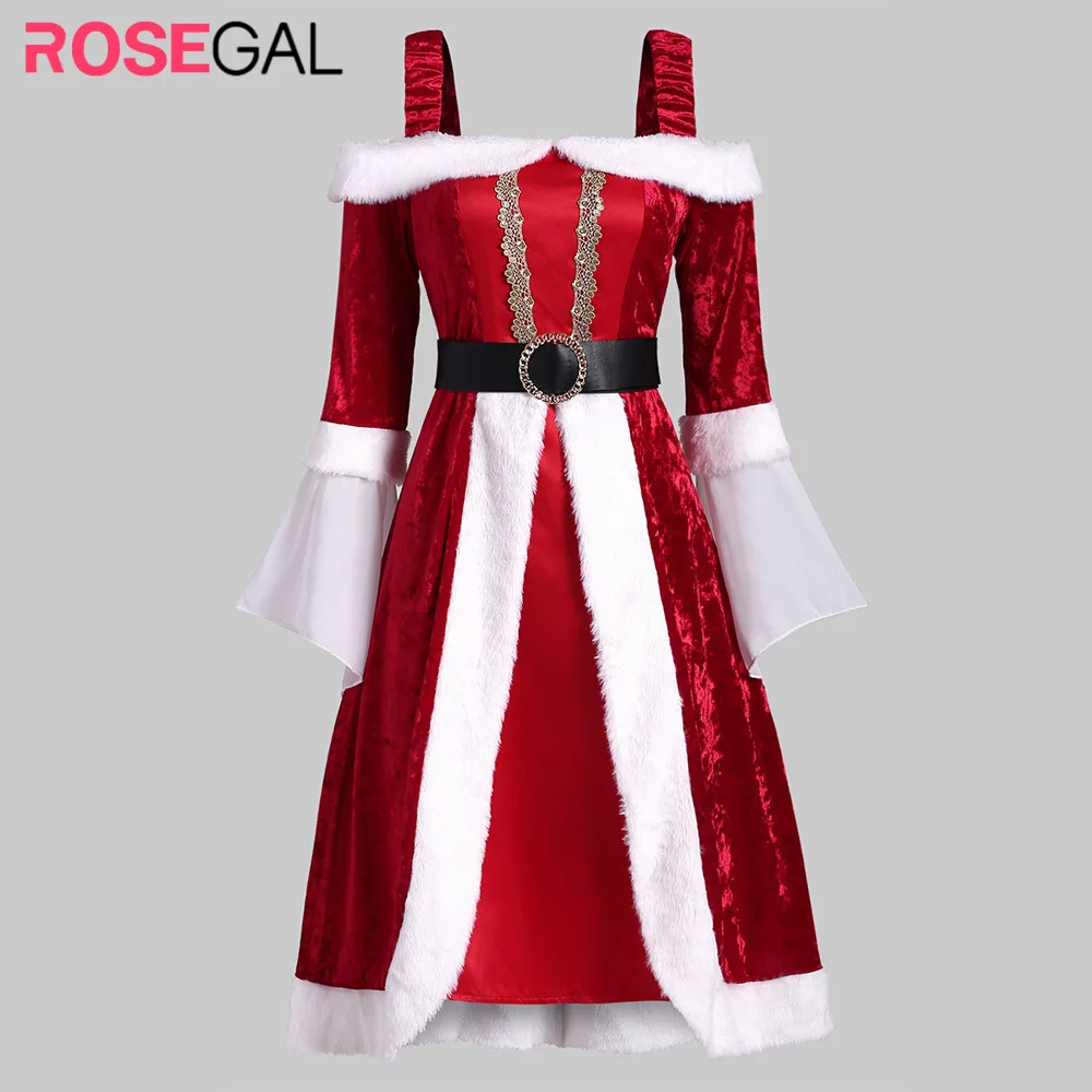 

fashion Christmas Dress Women Cold Shoulder Flare Sleeve Velvet Party Dress Faux Fur Insert Dress Square Collar Lace Prom Dress