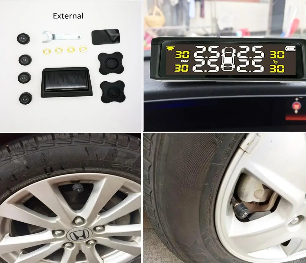 Система контроля давления в автомобильных шинах, солнечная система, TPMS дисплей Предупреждение предупреждение о температуре, Visture S05N S05W D01W