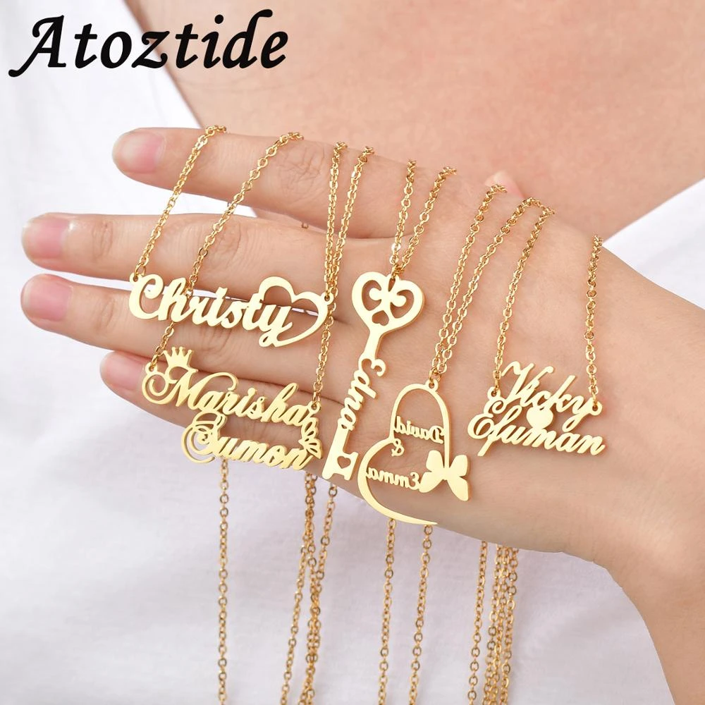 Atoztide Custom Letter Necklaces Personalized Jewelry Chain Pendant