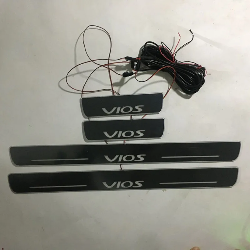 4 шт./применимо к VIOS светодиодный порог освещения износостойкая пластина Добро пожаловать педали украшения для Toyota Vios- yaris l