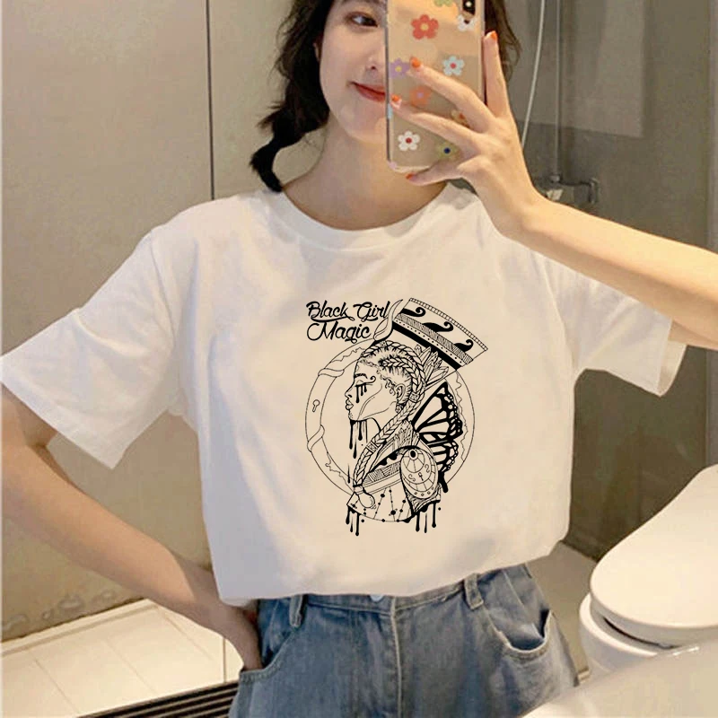 

Graphic tees tops Round head tshirts women funny t shirt white Tops casual short Camisetas Mujer_T-Shirt