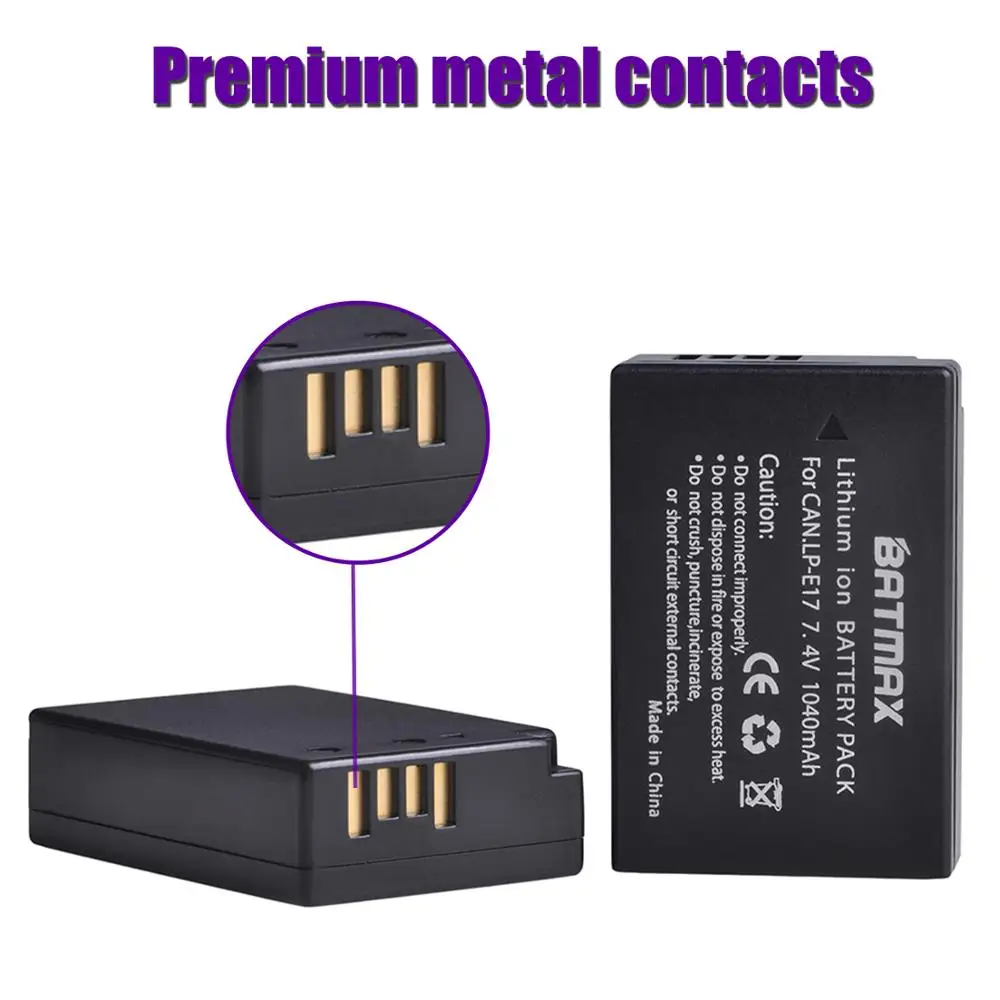 Batmax Rechargeable Battery LP-E17 LPE17 LP E17 Camera Battery+LED Dual USB Charger for Canon EOS R8 RP R50 200D 250D M3 M5 M6 750D 760D T6s 800D T8i rechargeable battery