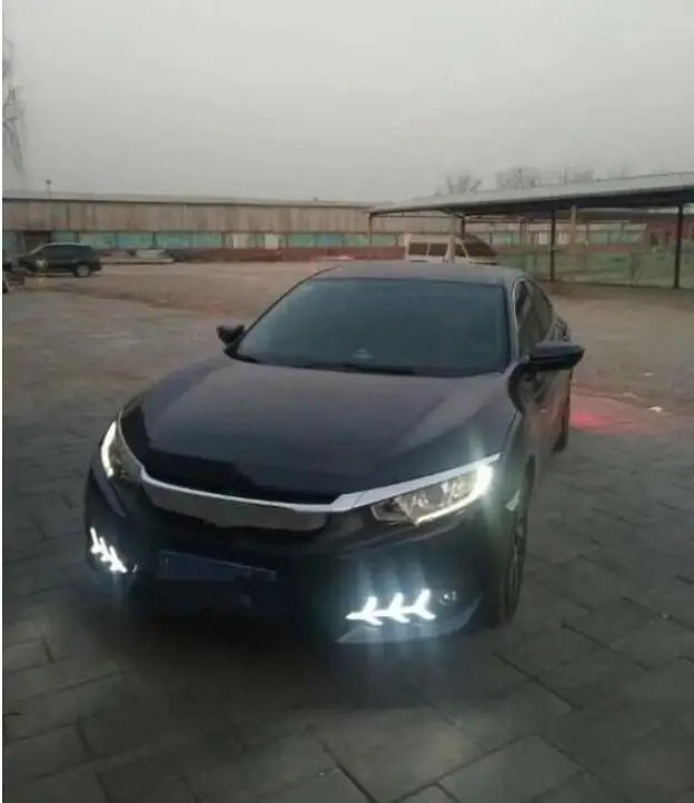 Автомобильный мигающий 1 комплект для Honda Civic 10th светодиодный DRL Дневной ходовой светильник Дневной светильник желтый указатель поворота