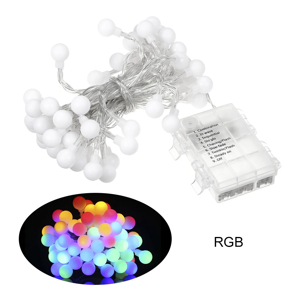 7M 60leds Fairy Lights Garland LED Ball String Lights Waterproof For Christmas Tree Wedding Home Dec New Year Battery Powered