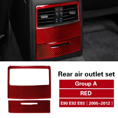 Авто интерьер углеродного волокна M производительность автомобиля стикер задний кондиционер вентиляционное отверстие выход панель Крышка для BMW e90 e92 e93 2005-2012 - Название цвета: Group A Red