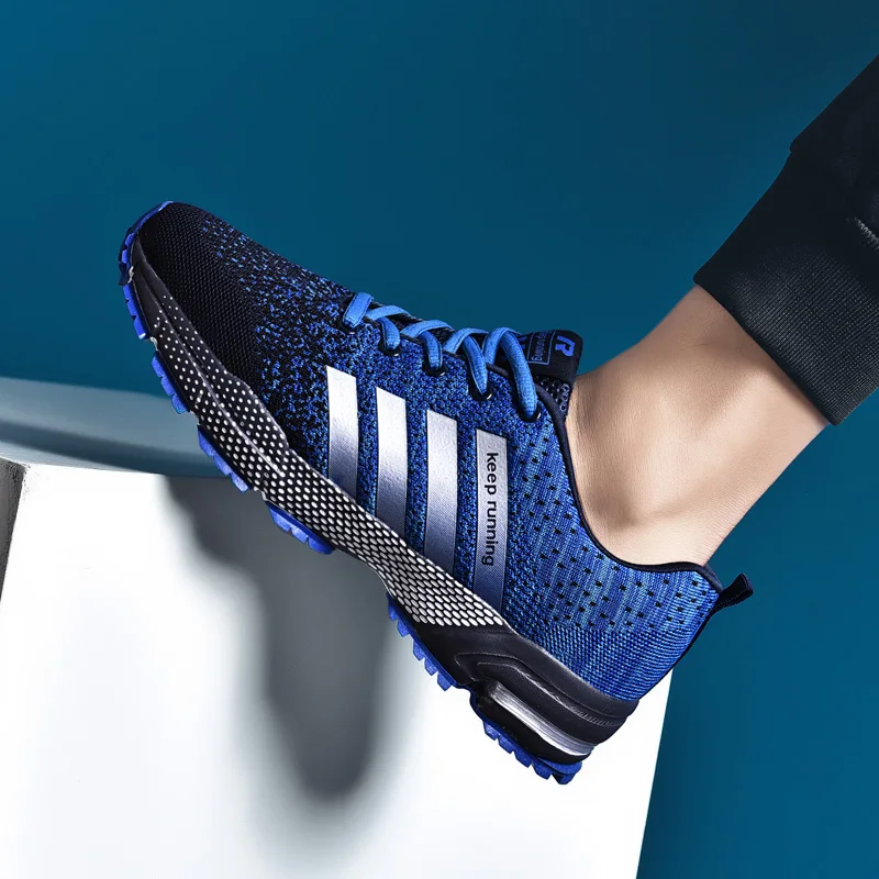 Breathable Running Shoes Men Lightweight Non-slip Sneakers Comfort Unisex Jogging Sport Shoes Walking Blue Zapatillas Siez 35-47 3
